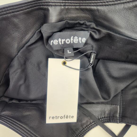 Retrofete Fae Patchwork Skirt Black Lamb Leather Goat Suede Size Large NWT - Picture 7 of 9